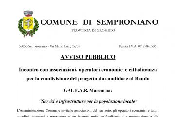 AVVISO - Incontro pubblico per la condivisione del progetto da candidare al Bando  GAL F.A.R. Maremma 